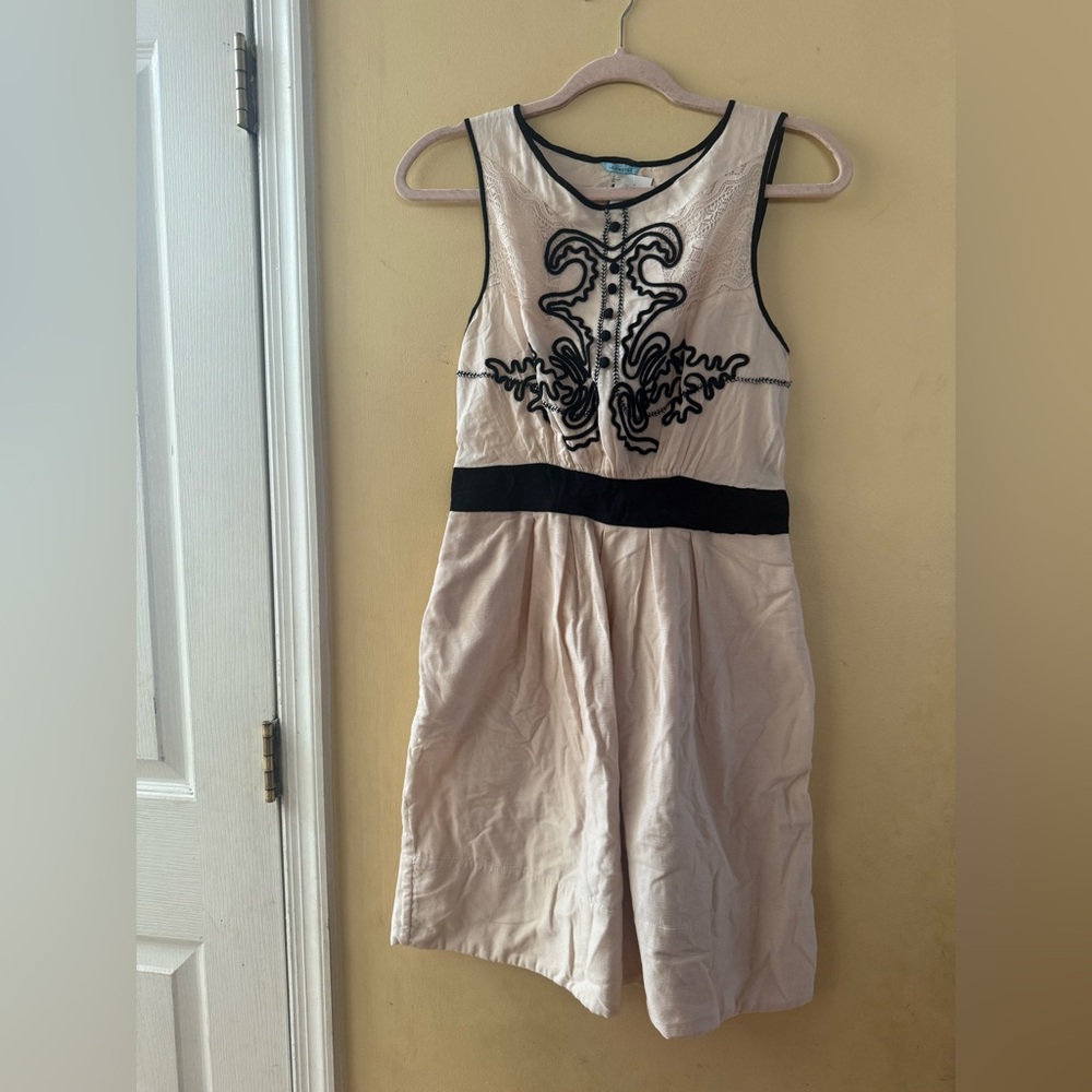 Leifnotes for Anthropologie Elegant Cream and Black Theater Sleeveless Dress, 2